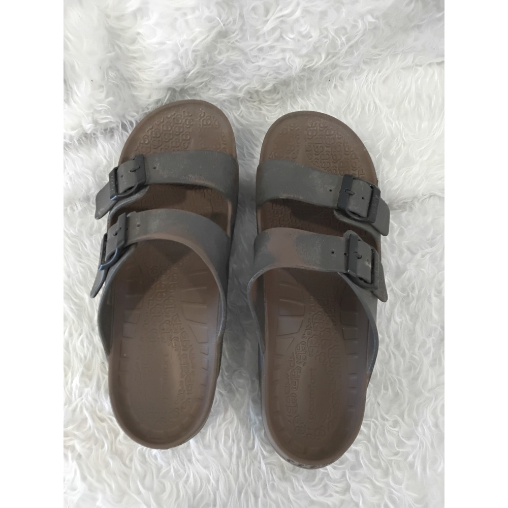 Gravity Defyer G-Defy Men 11 Brown Gray Orthotic Recovery Slide Sandals Buckle